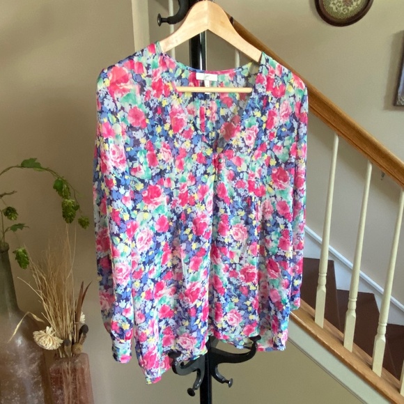 Joie Zeala Boho Sheer Silk Multicolor Floral Blouse Sz Medium - Picture 3 of 15